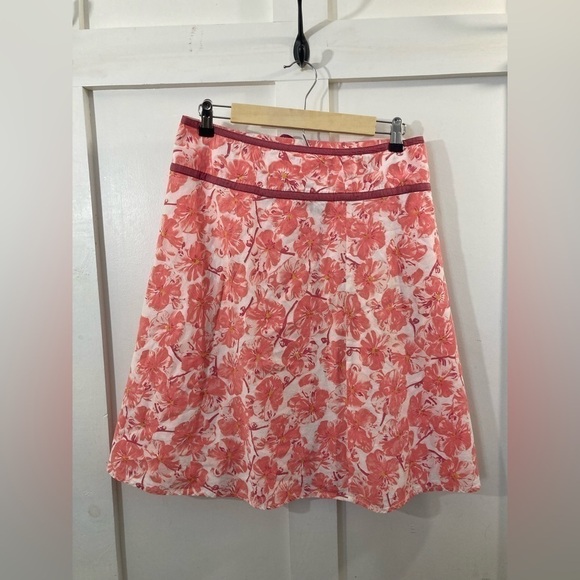 elevenses Dresses & Skirts - Elevenses Anthro Pink Floral Skirt Sz 2 100% Cotton Tie Straps